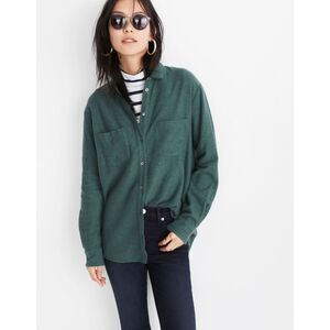 Madewell Flannel Sunday Shirt Green Heavyweight Button Down Cotton Womens Size S